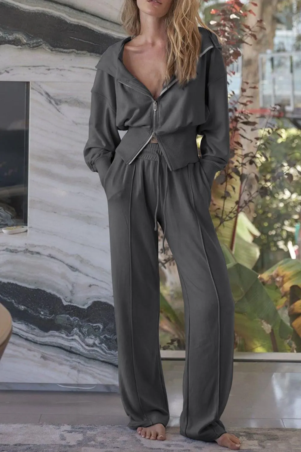 Zip-Up Hoodie and Pants Active Set