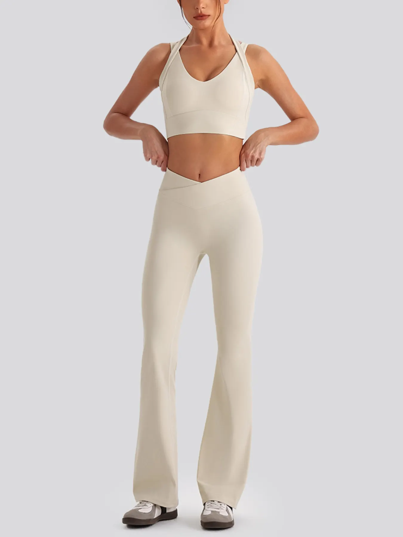 Seamless Criss-Cross V-Neck Tank and Leggings Active Set